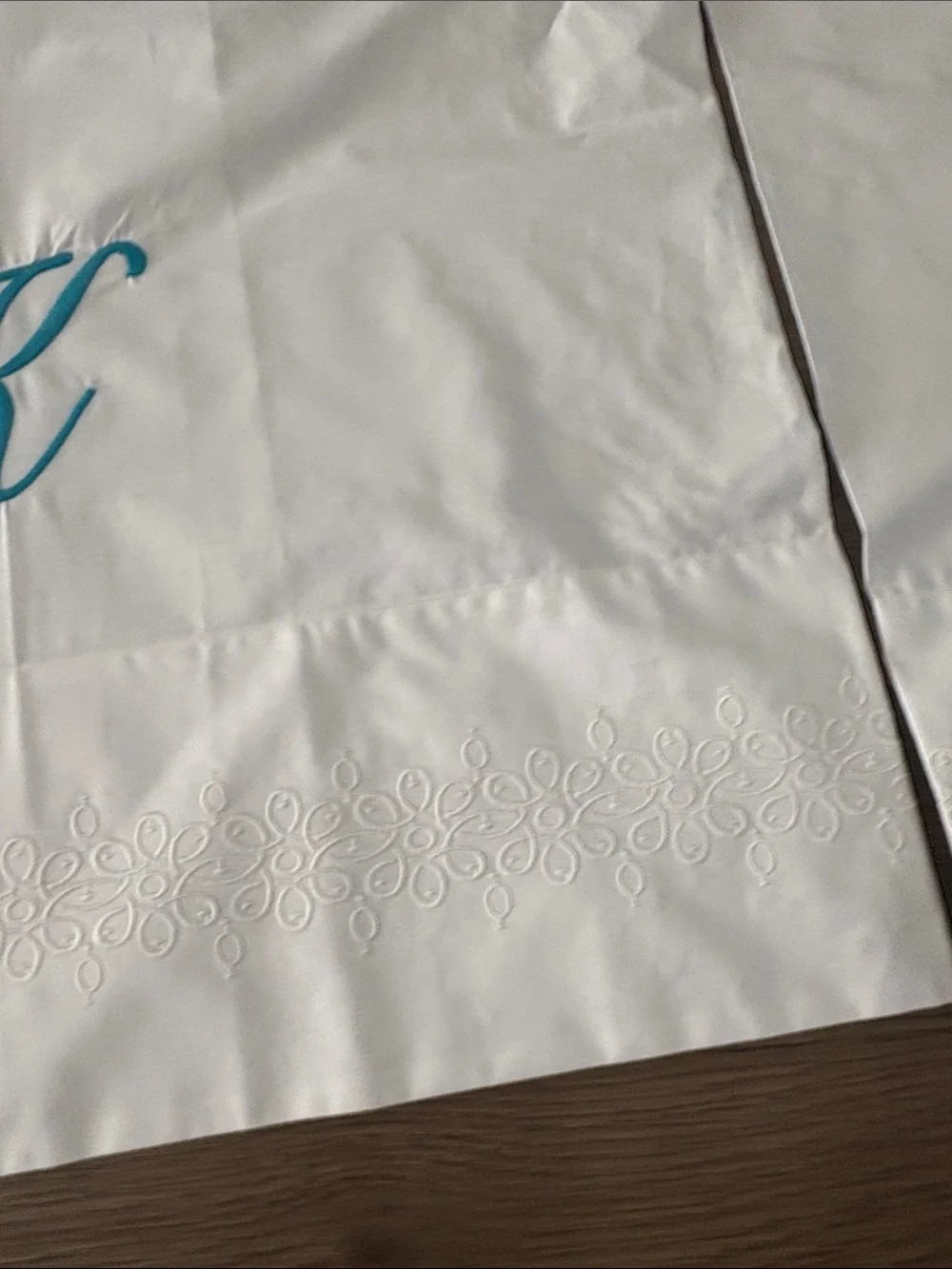 Lilly Pulitzer White Pillowcases with Teal Monogram 'K' - Set of 2